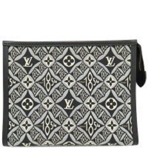 Louis Vuitton Poche Clutch Bag Black Ivory White Shoulder
